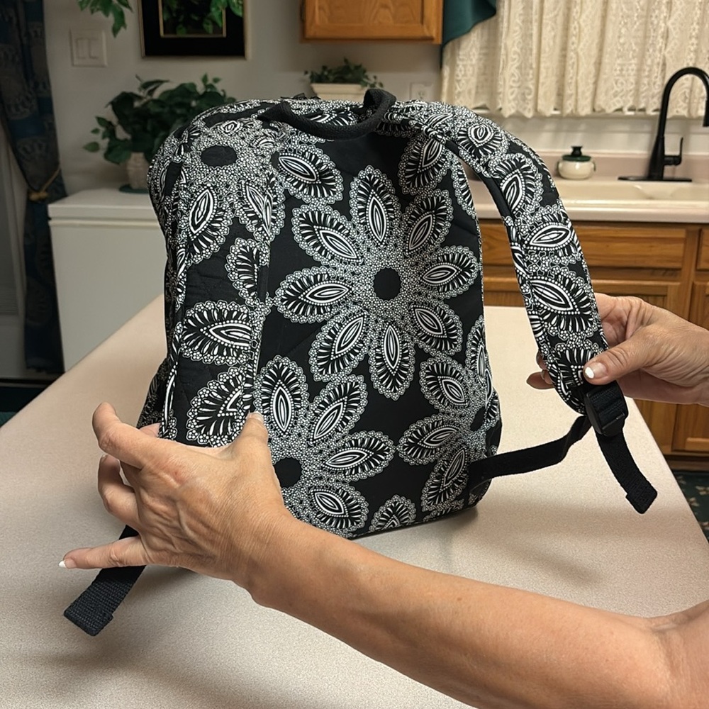 Vera Bradley Black and White Floral Backpack - Picture 5 of 9